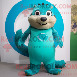 Teal Marmot-mascottekostuum...