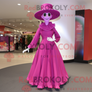 Magenta Stilt Walker mascot...