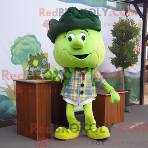 Lime Green Broccoli mascot...