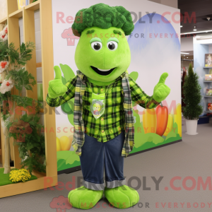 Lime Green Broccoli mascot...