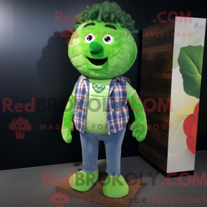 Limegrøn broccoli maskot...