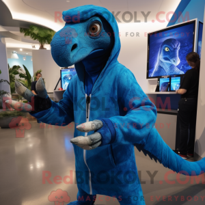 Blå Deinonychus maskot...