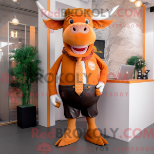 Orange Bull maskot kostume...