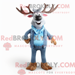Sky Blue Elk mascot costume...