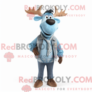 Sky Blue Elk mascot costume...