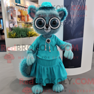 Teal Lemur mascot costume...