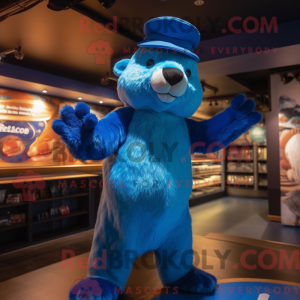 Blue Beaver maskot kostume...
