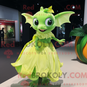 Lime Green Fruit Bat mascot...
