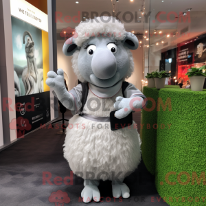 Silver Sheep mascot costume...