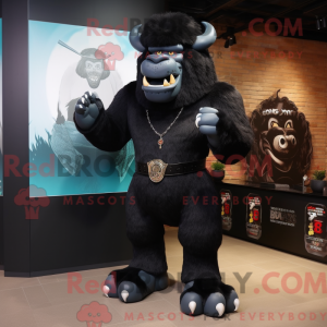 Sort bison maskot kostume...
