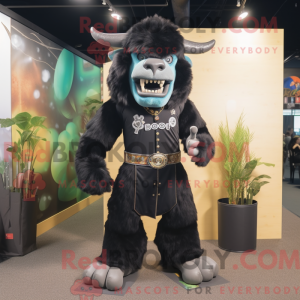 Sort bison maskot kostume...