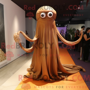 Brown Squid mascot costume...