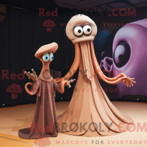 Brown Squid mascot costume...