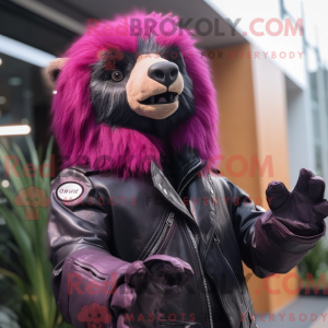 Magenta Sloth Bear mascot...