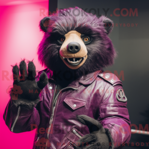 Magenta Sloth Bear maskot...