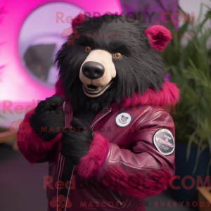 Magenta Sloth Bear maskot...