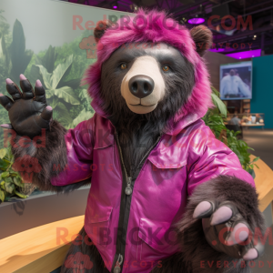 Magenta Sloth Bear mascot...