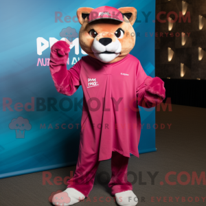 Magenta Puma mascot costume...