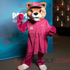 Magenta Puma maskot kostume...