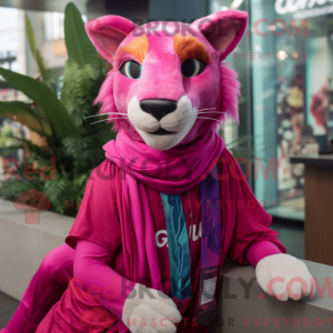 Magenta Puma mascot costume...