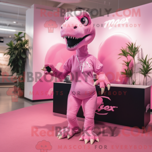 Pink T Rex maskot kostume...