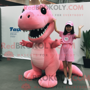 Pink T Rex maskot kostume...