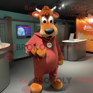 Rust Jersey Cow maskotka...