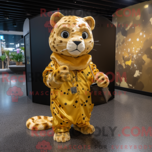 Gold Leopard mascot costume...