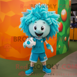 Turquoise voetbal mascotte...