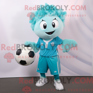 Turquoise voetbal mascotte...