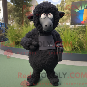Svart Merino Sau maskot...