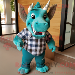 Blågrønn Triceratops...