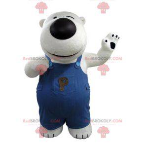 Polar bear mascot and black with overalls - Redbrokoly.com