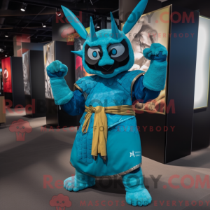 Turquoise Samurai mascot...