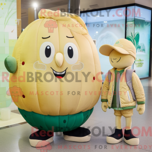 Beige melon maskot kostume...