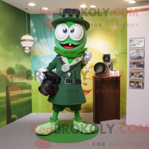 Green Camera mascot costume...