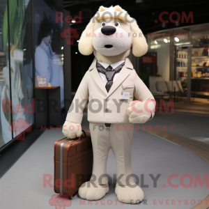 Beige hundemaskotdraktfigur...