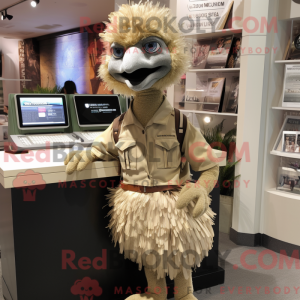 Beige Emu mascot costume...