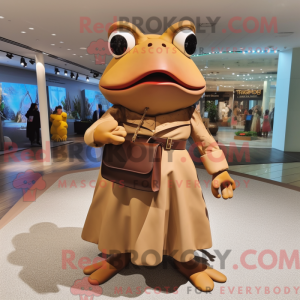 Brown Frog mascottekostuum...