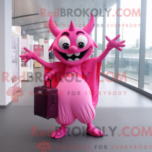 Pink Devil mascot costume...