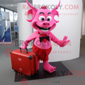 Pink Devil mascot costume...