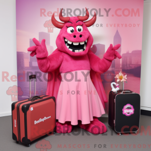 Pink Devil mascot costume...