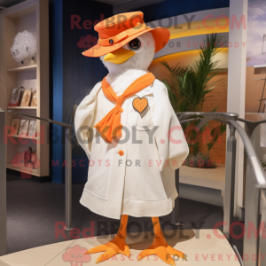 Orange Seagull maskot drakt...