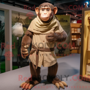Beige sjimpans maskot drakt...