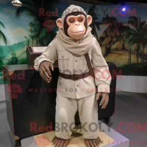 Beige chimpanse maskot...