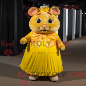 Gul hamster maskot kostume...