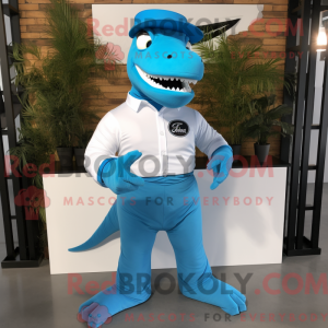 Blue T Rex mascot costume...
