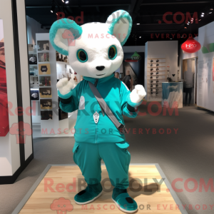 Teal Ermine mascot costume...