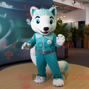 Teal Ermine mascot costume...