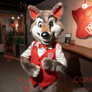 Red Say Wolf mascot costume...